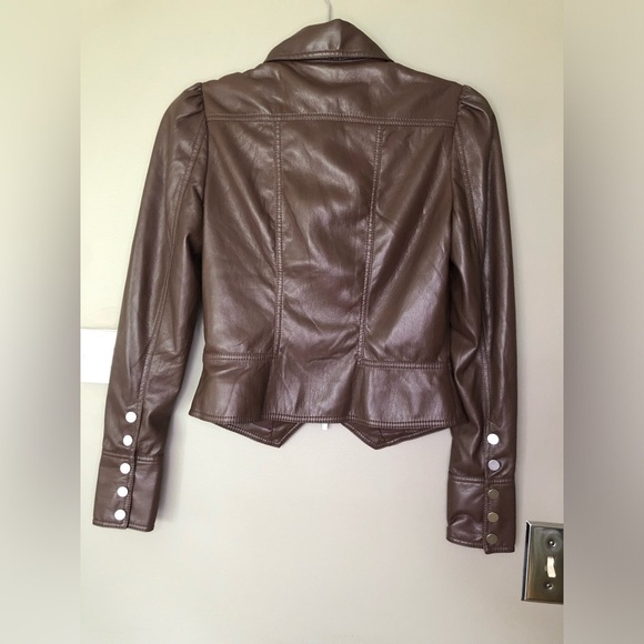 NWT Jonathan Simkhai Wyatt Vegan Leather Coffee Brown Puff Sleeve Jacket Size XS - Picture 5 of 10